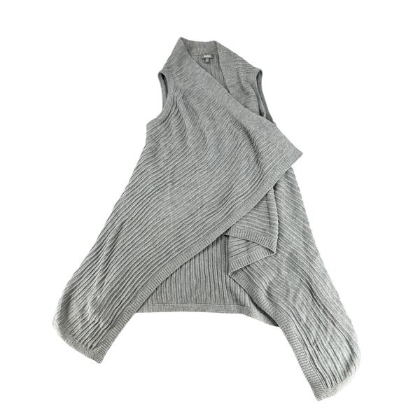 Neiman Marcus Gray Knit Open Waterfall Long Cardigan Large Soft Sweater - Picture 2 of 5